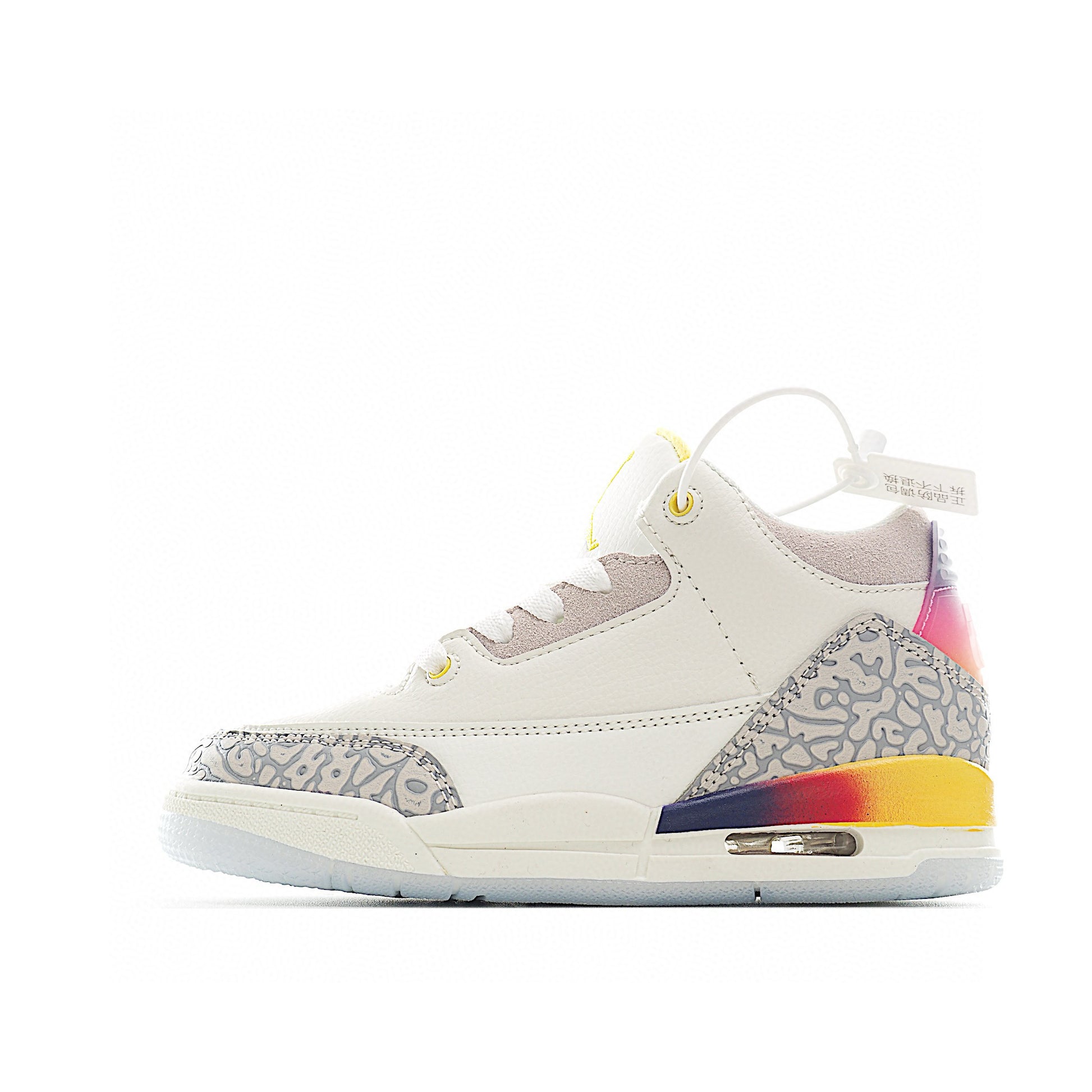 Joe 3 air cushion bottom children's shoes" white, pink, yellow"