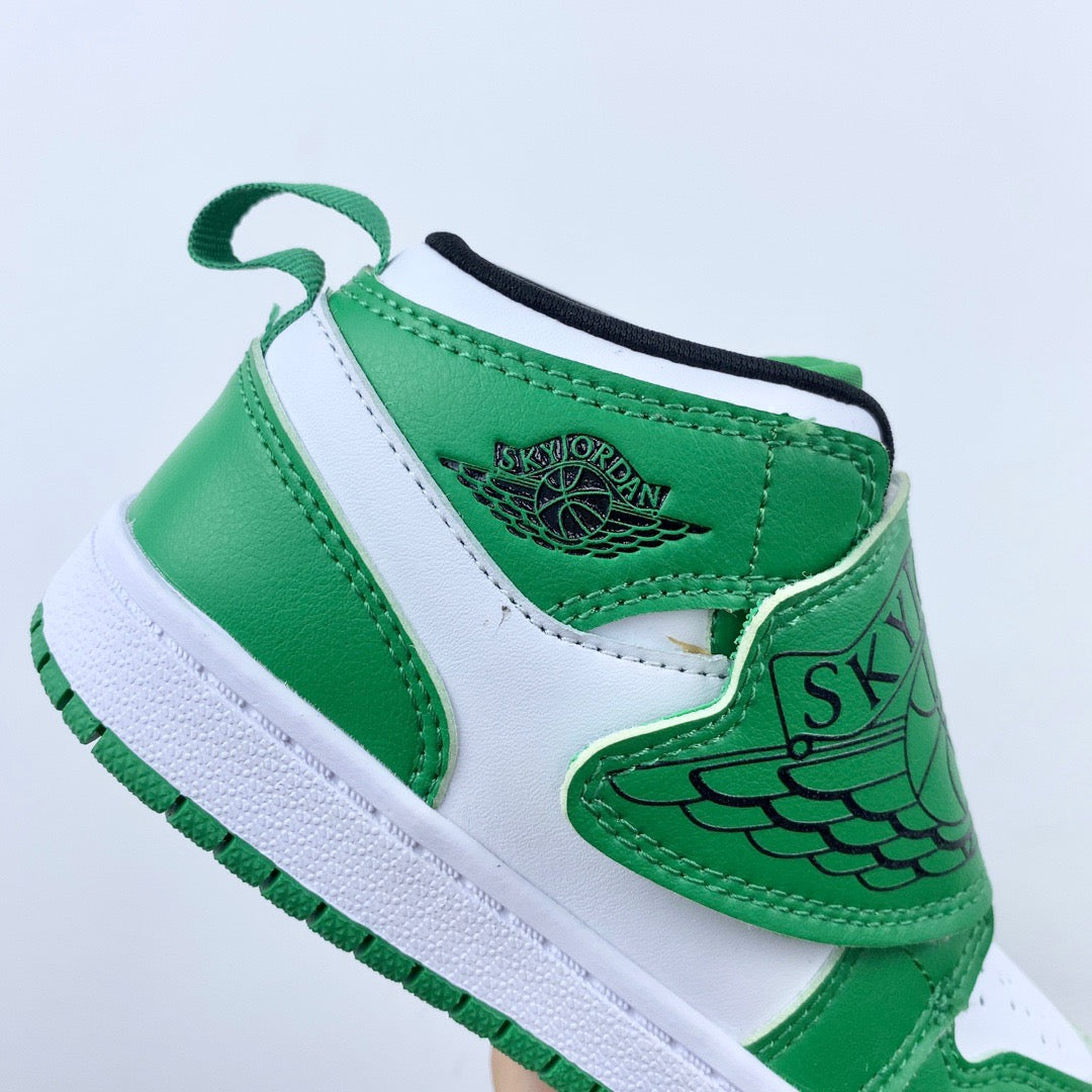 AJ Joe One-Wing Velcro Children's Shoes" white, green"