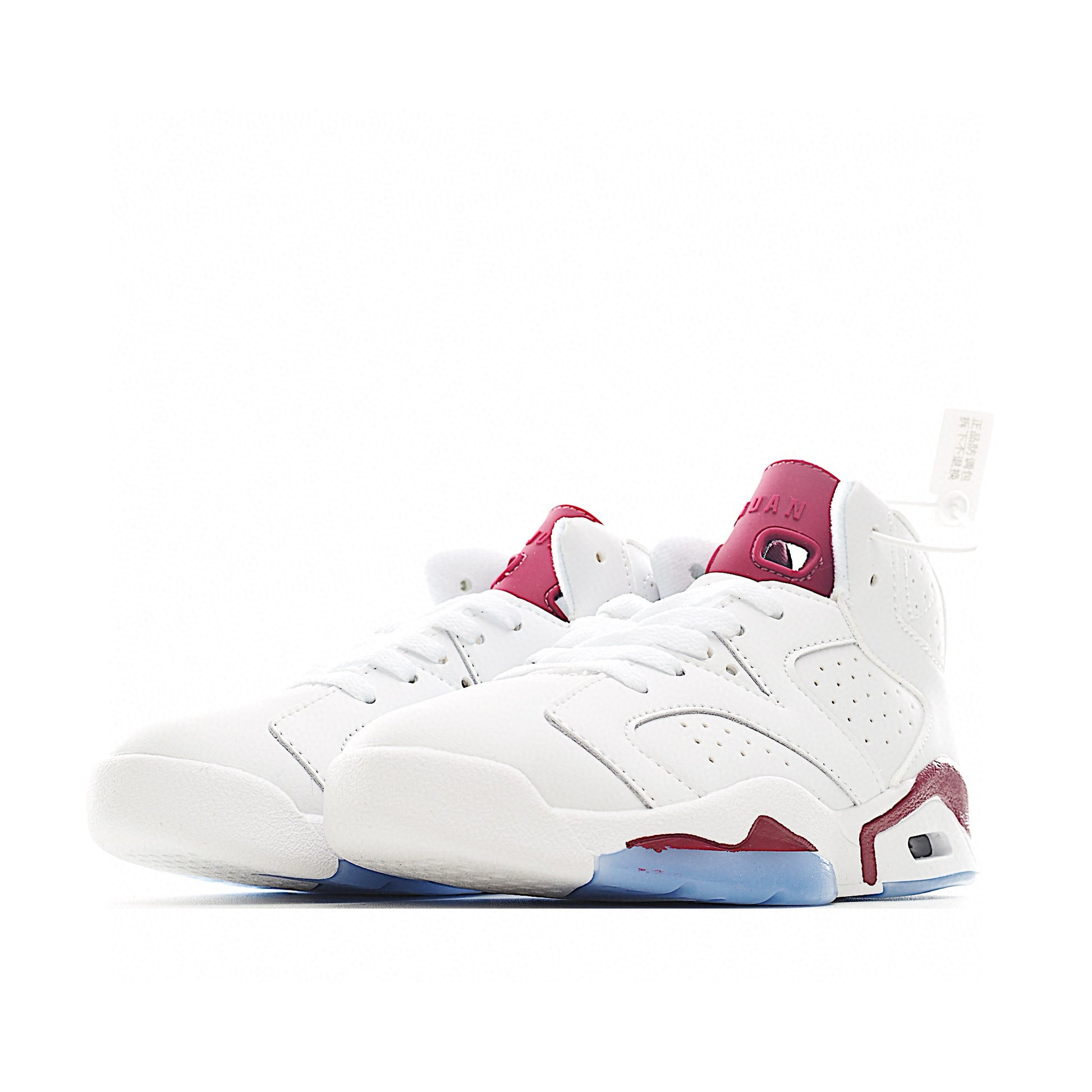 Joe 6 Air Cushion Basketball Shoes for Kids" white, burgundy"