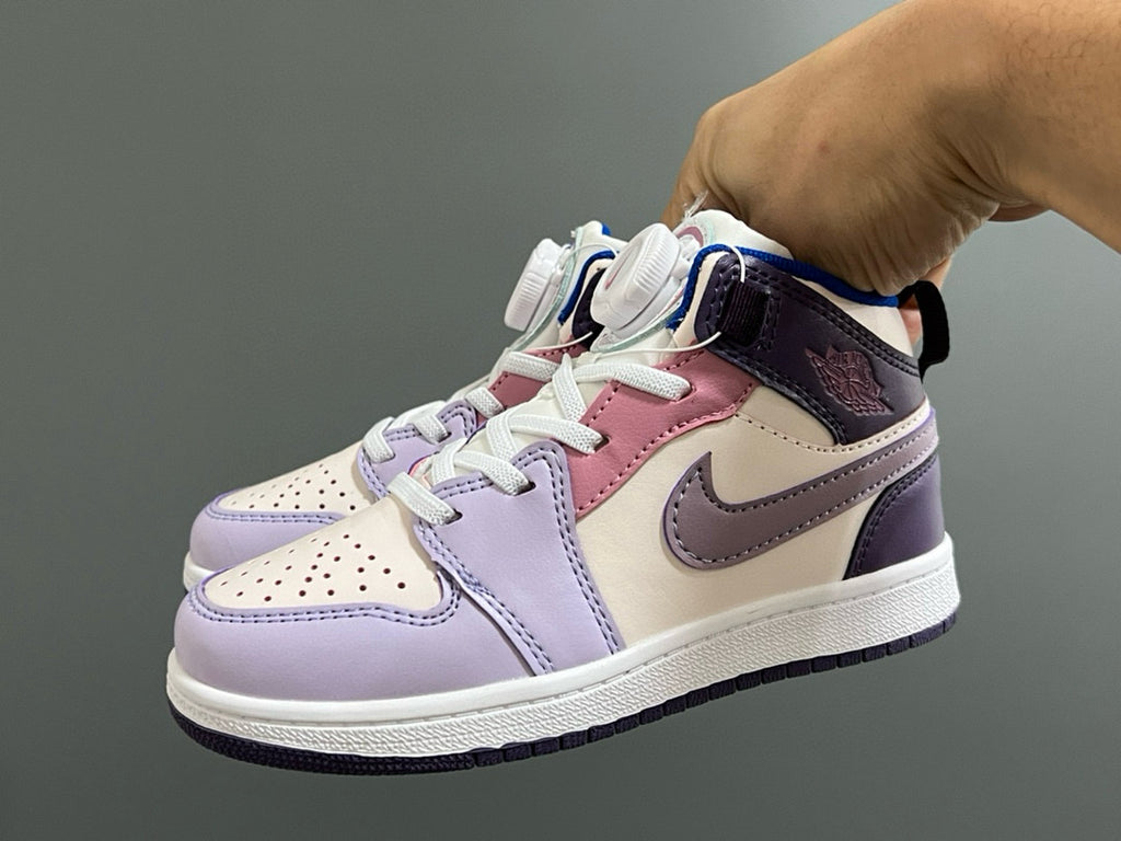 Qiaoyi mid-cut buckle children's shoes" cream, purple, pink"