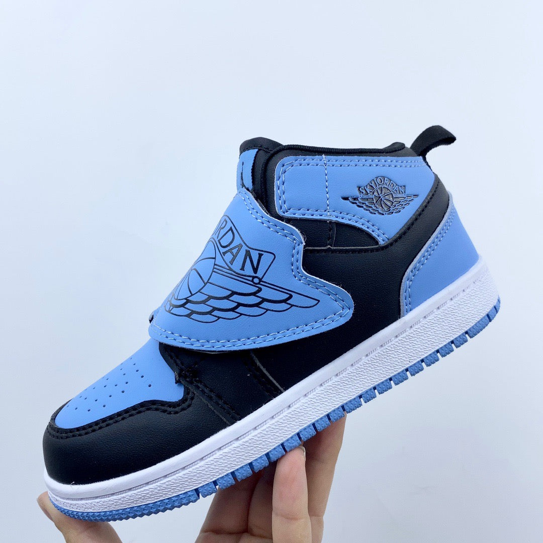 AJ Joe One-Wing Velcro Children's Shoes" Navy, blue"