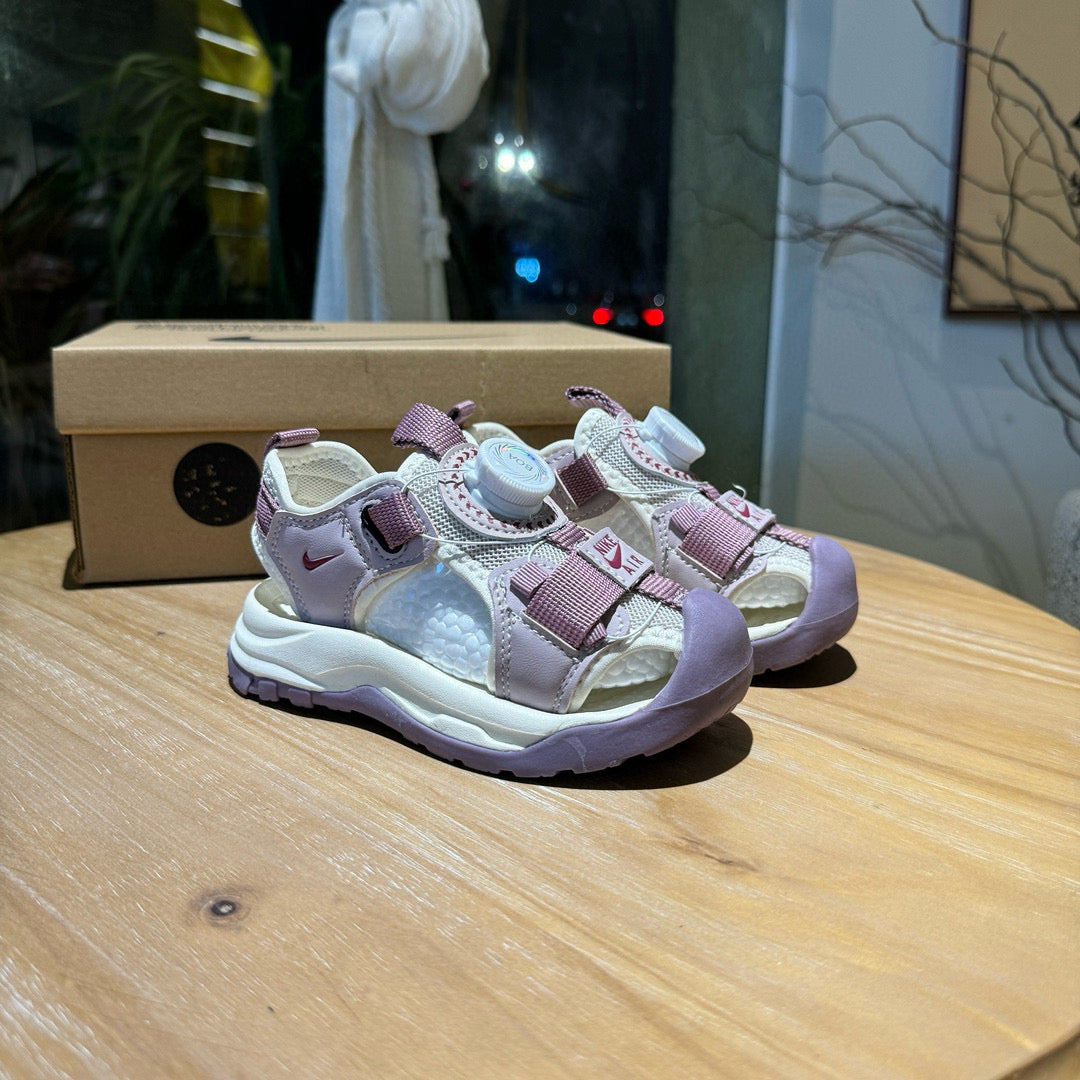 Nike closed toe rotating button sandals" Light Purple"