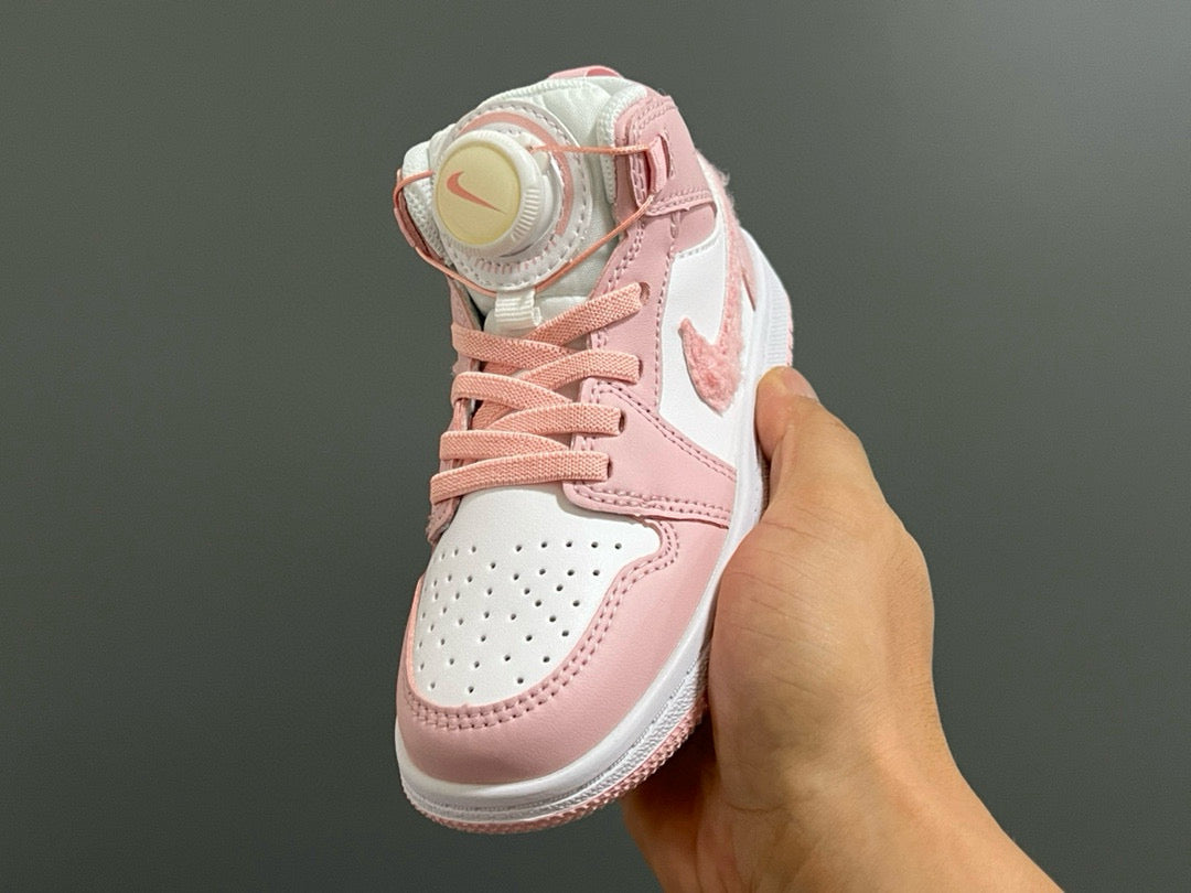 Joe 1 Zhongbang lock children's sports shoes" white, pink"