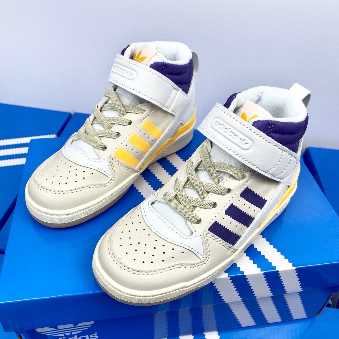 Adidas 84 high-top children's shoes" white, blue, yellow"