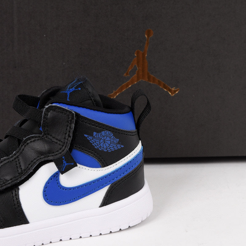 Jordan high top elastic band" white, black, blue"