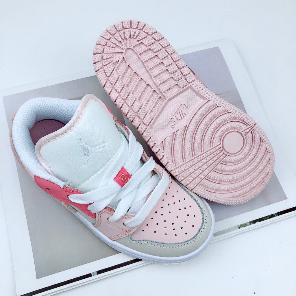 Joe 1 low-top elastic buckle parent-child shoes" baby pink, Cream, white"