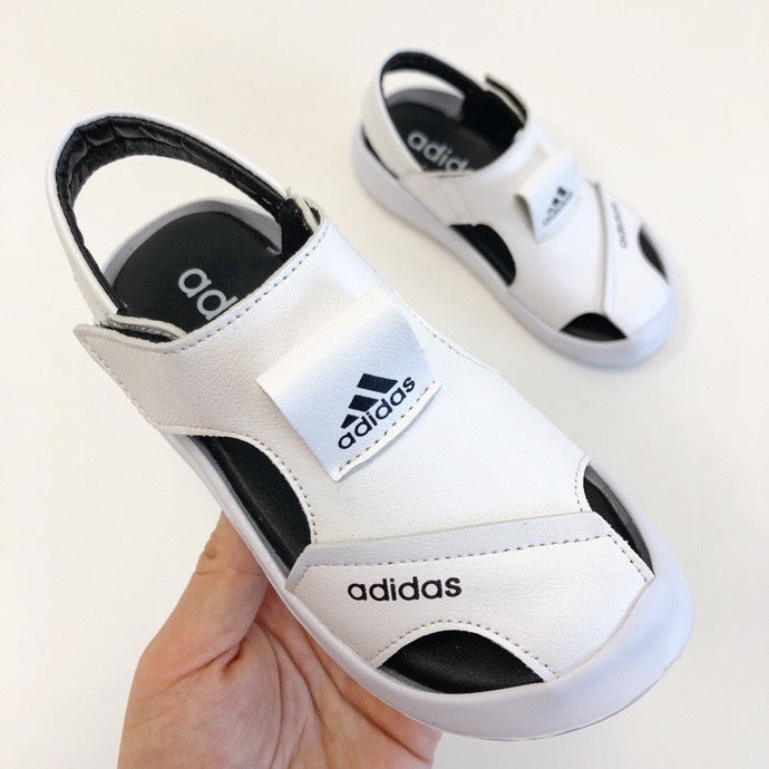 Adidas full leather bread head sandals" white"