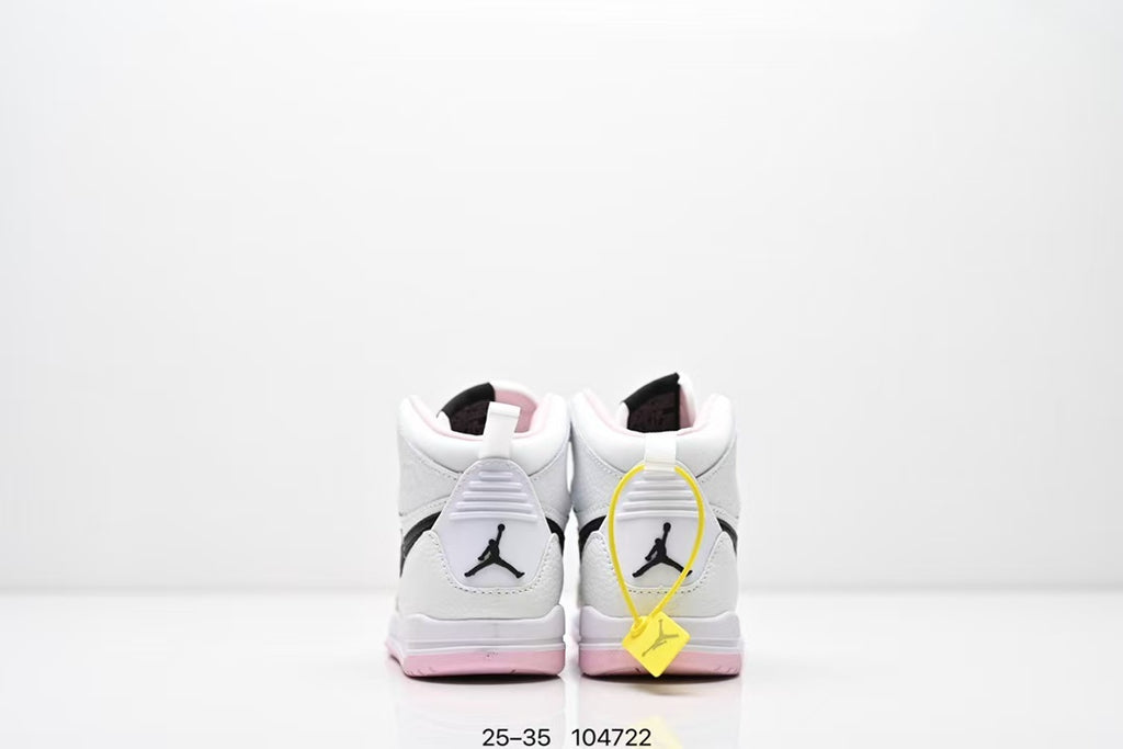 Jordan 312 high top children's shoes full second layer leather" white, Pink"