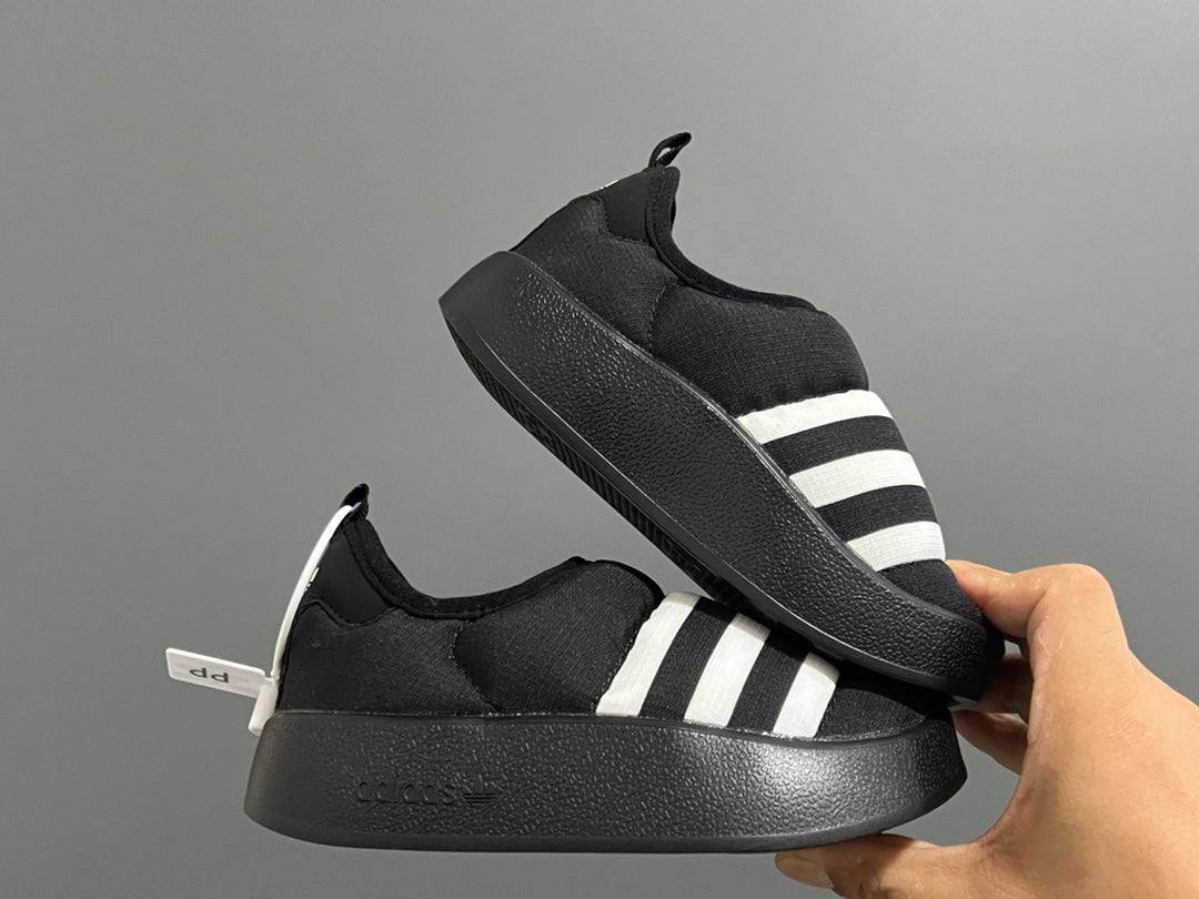 Adidas Bread Children's Slip-On Cotton Shoes" black"