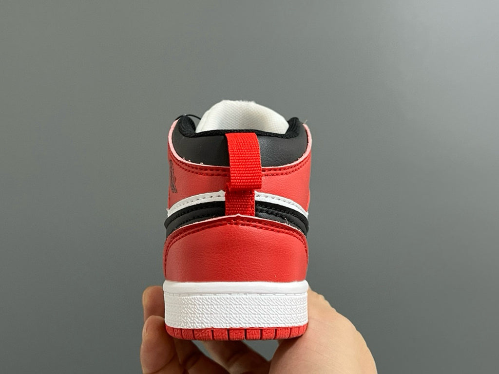 Qiaoyi mid-cut buckle children's shoes" white, black, red"