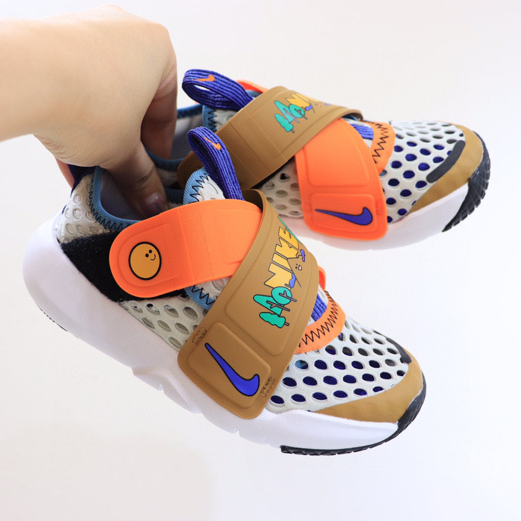 Nike Little UFO Large Mesh Velcro Children's Shoes" white, beige, orange"