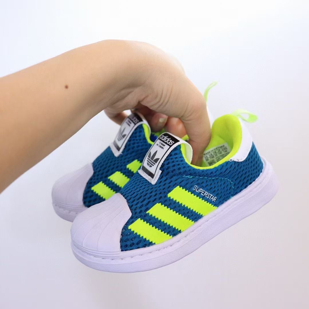 Adidas soft mesh slip-on new "deep blue, lime green"