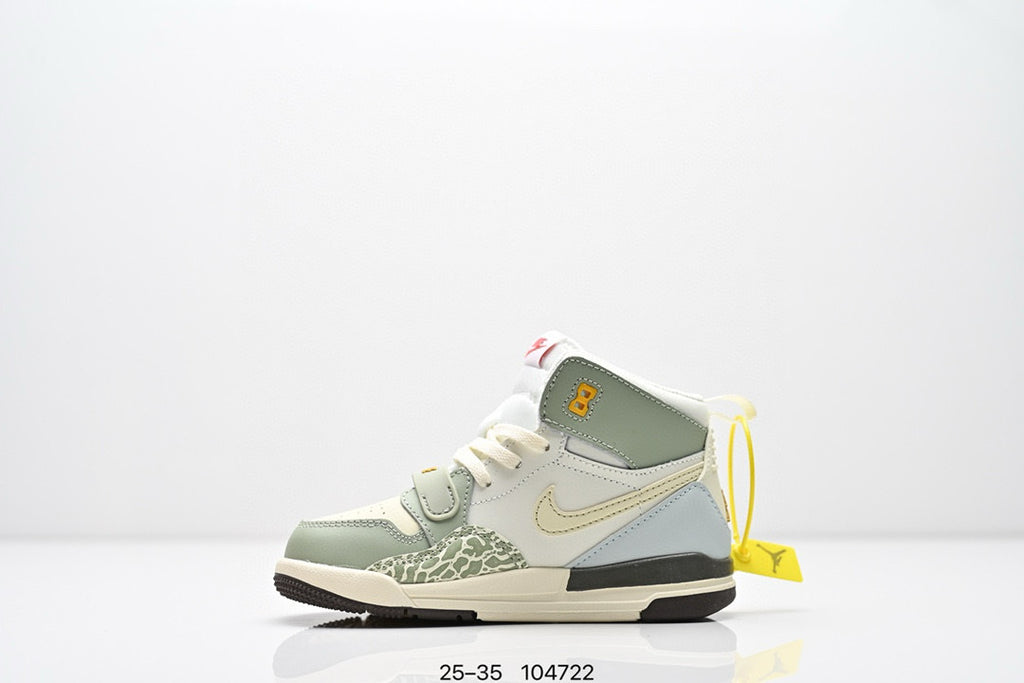 Jordan 312 children's shoes" very light cream color, & olive green"