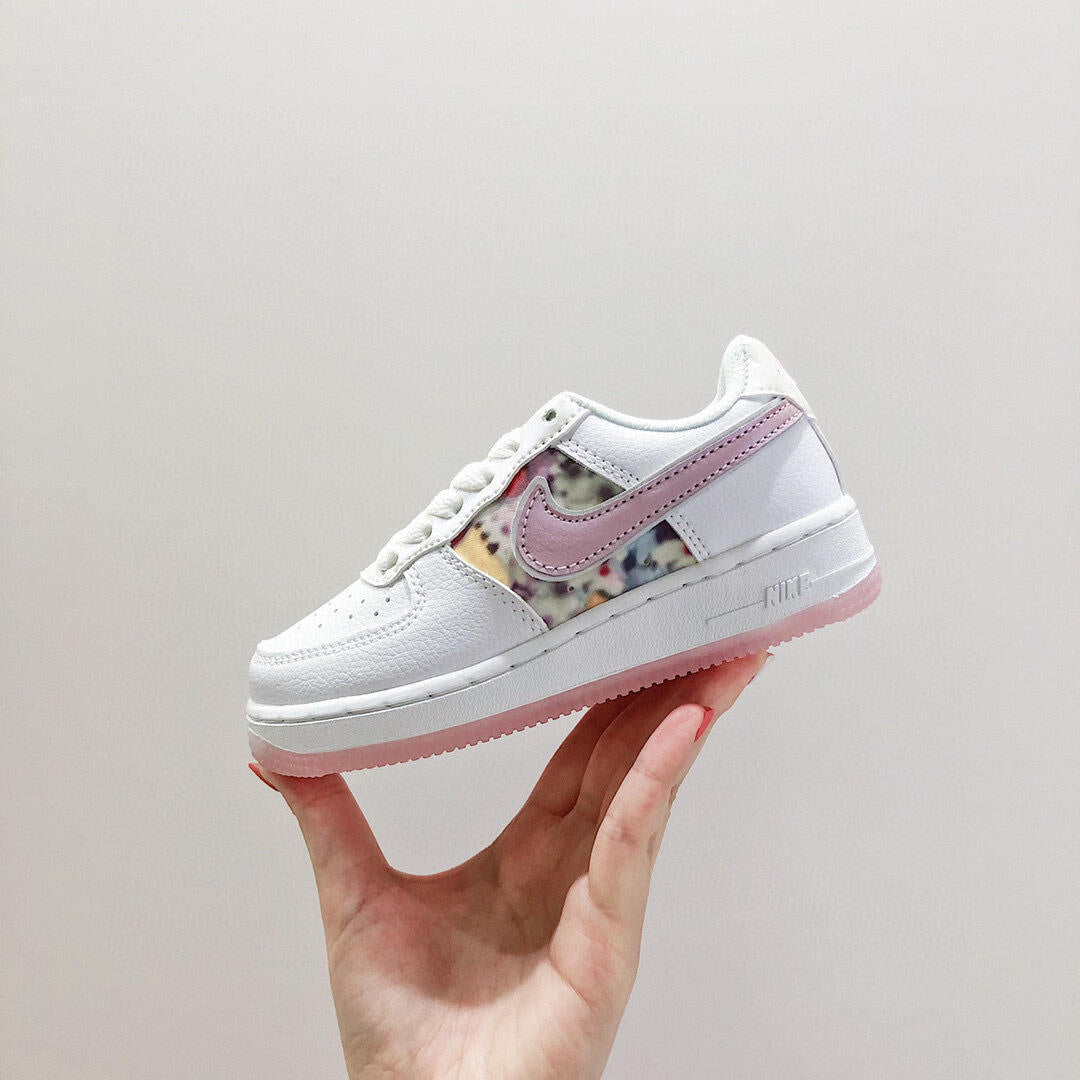 Air Force low-top lace-up sneakers" white, pink"