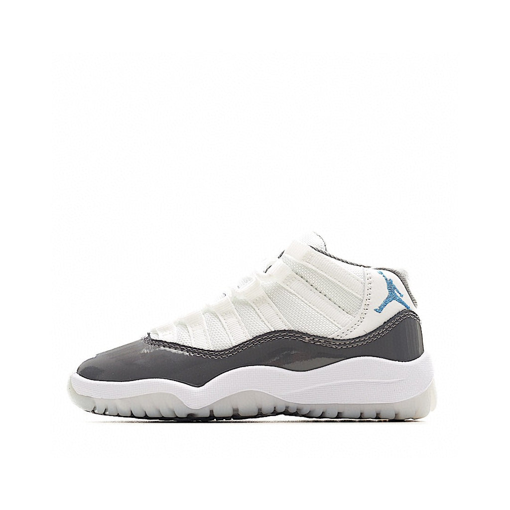 The classic AJ11 is back, mid-top" white, gray"