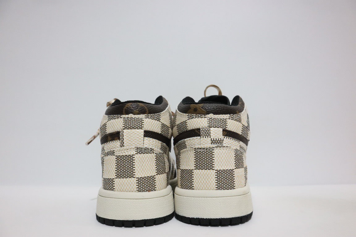 Joe 1 chessboard Lego high school children's shoes" brown, cream"