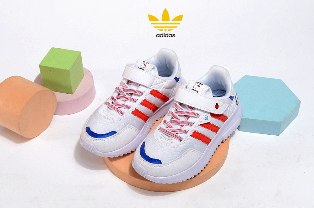 Adidas clover lightweight soft sole" white, red"