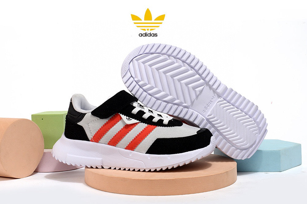 Adidas clover lightweight soft sole" black, gray, orange"