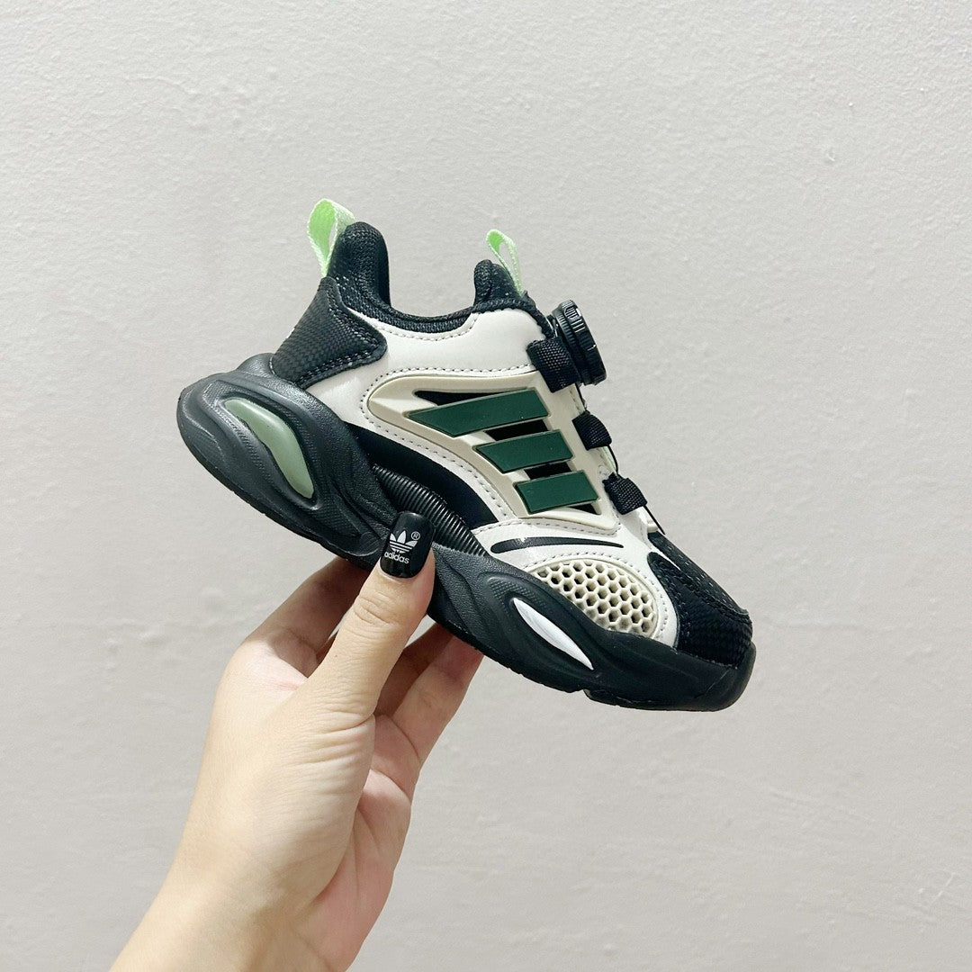 AD rotating button children's shoes" black, olive green"