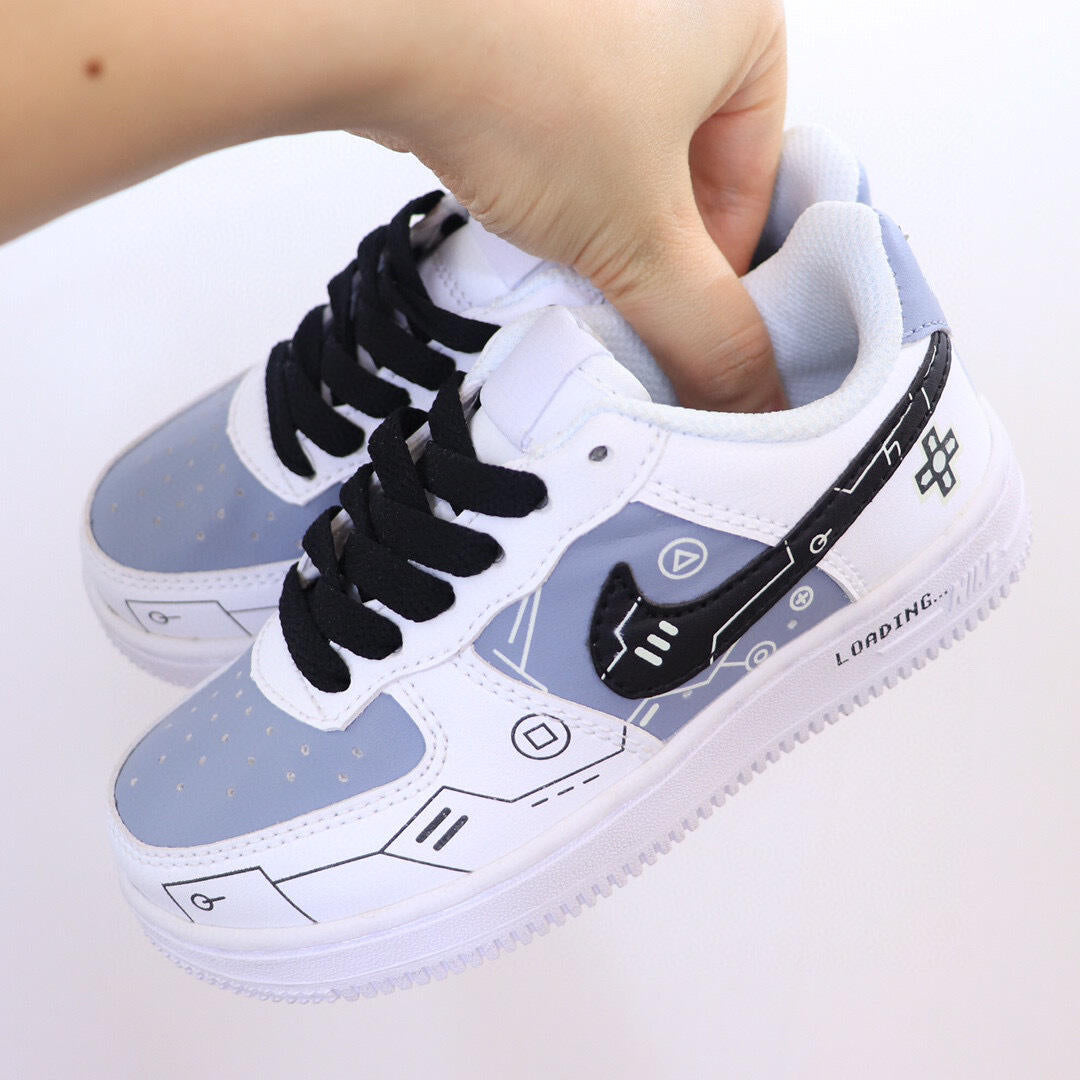 Air Force low-top lace-up sneakers" white, blue"