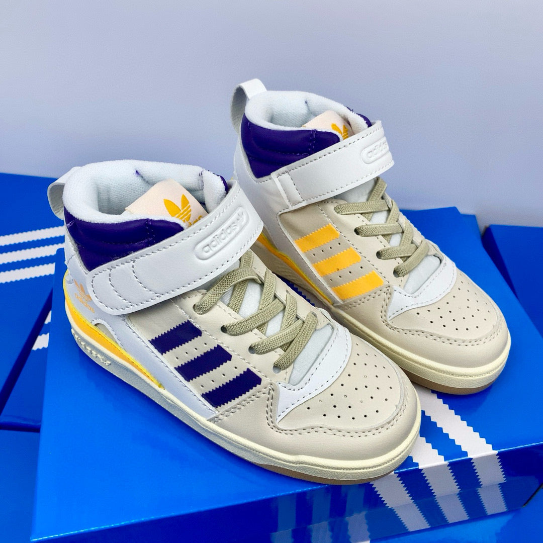 Adidas 84 high-top children's shoes" white, blue, yellow"