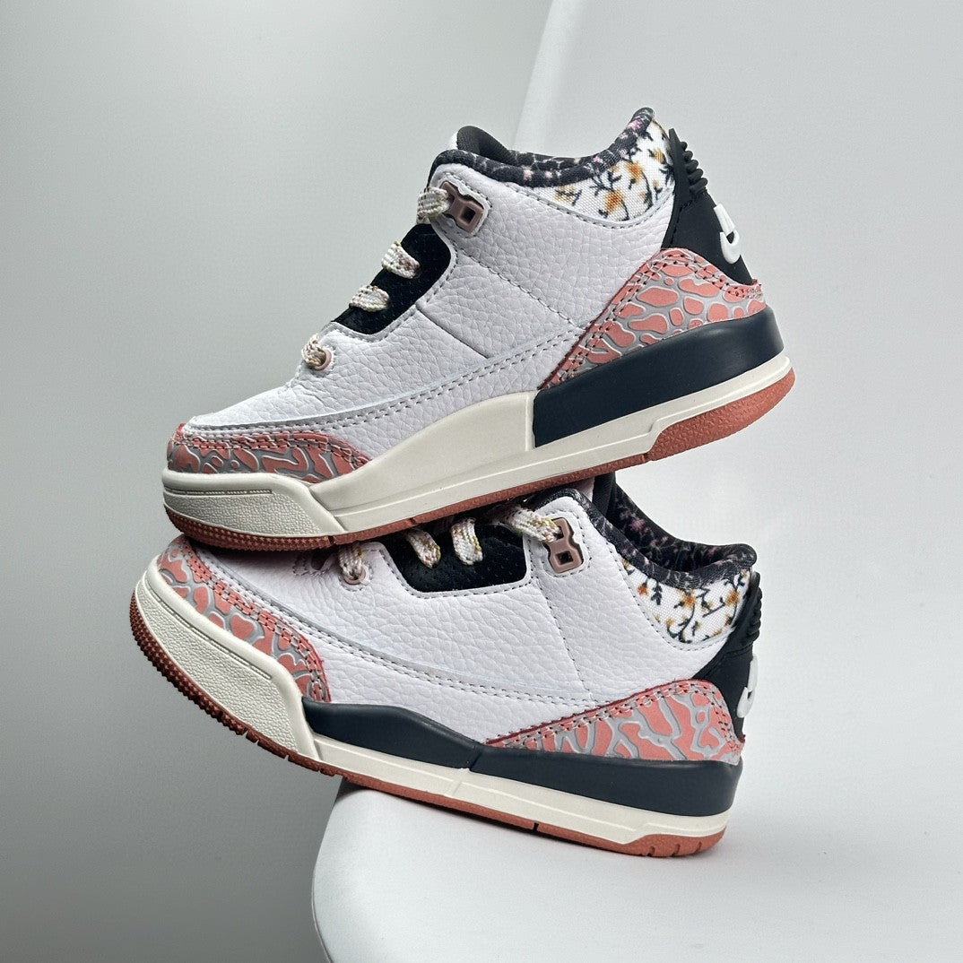 Jordan 3 children's shoes" white, gray, pink"