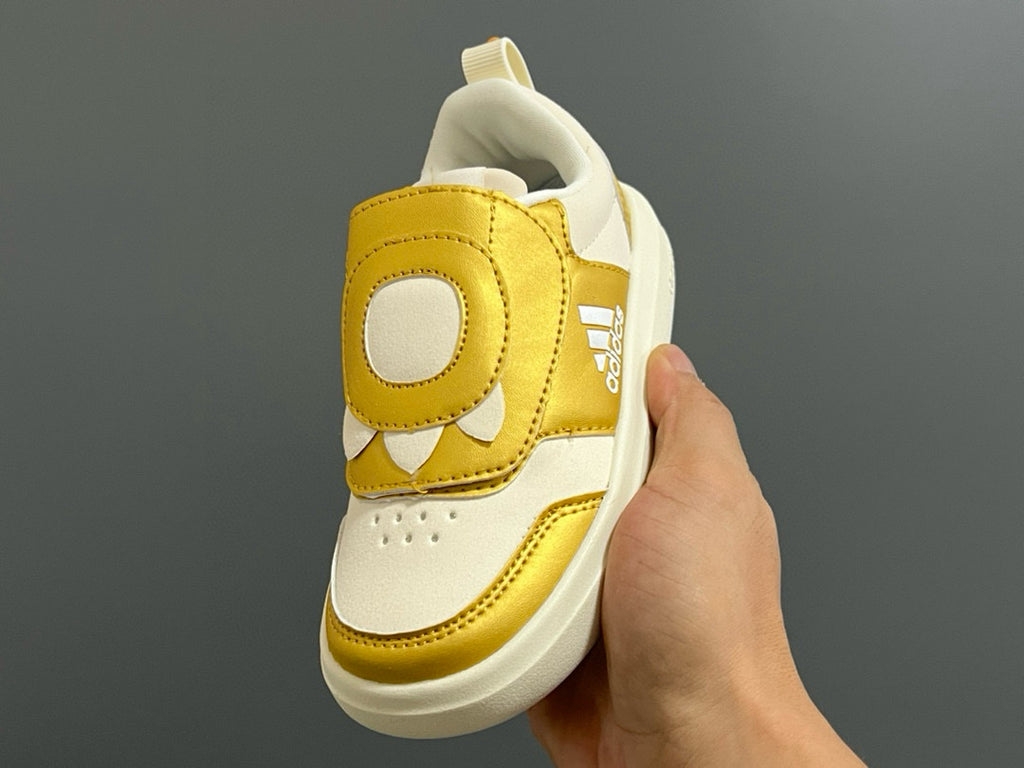 Adidas Little Dragon joint Velcro children's shoes"white, gold"