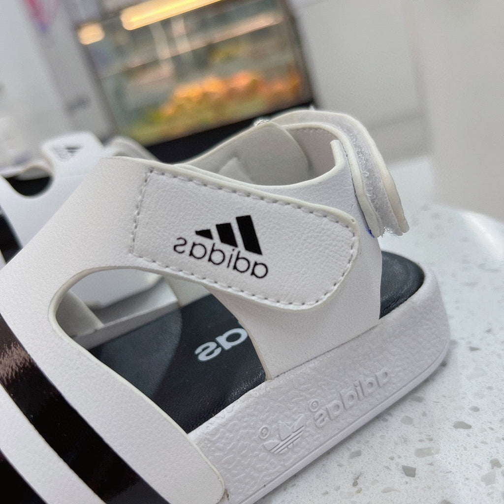 Adidas clover new sandals" white, & black"