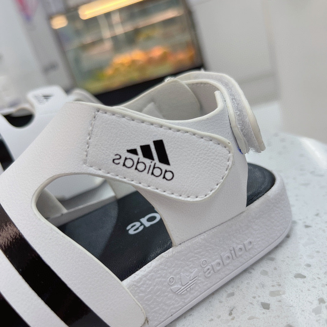 Adidas clover new sandals" white, & black"