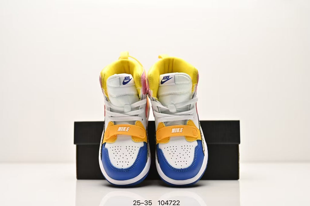 Jordan 312 high top children's shoes full second layer leather" white, pink, blue"