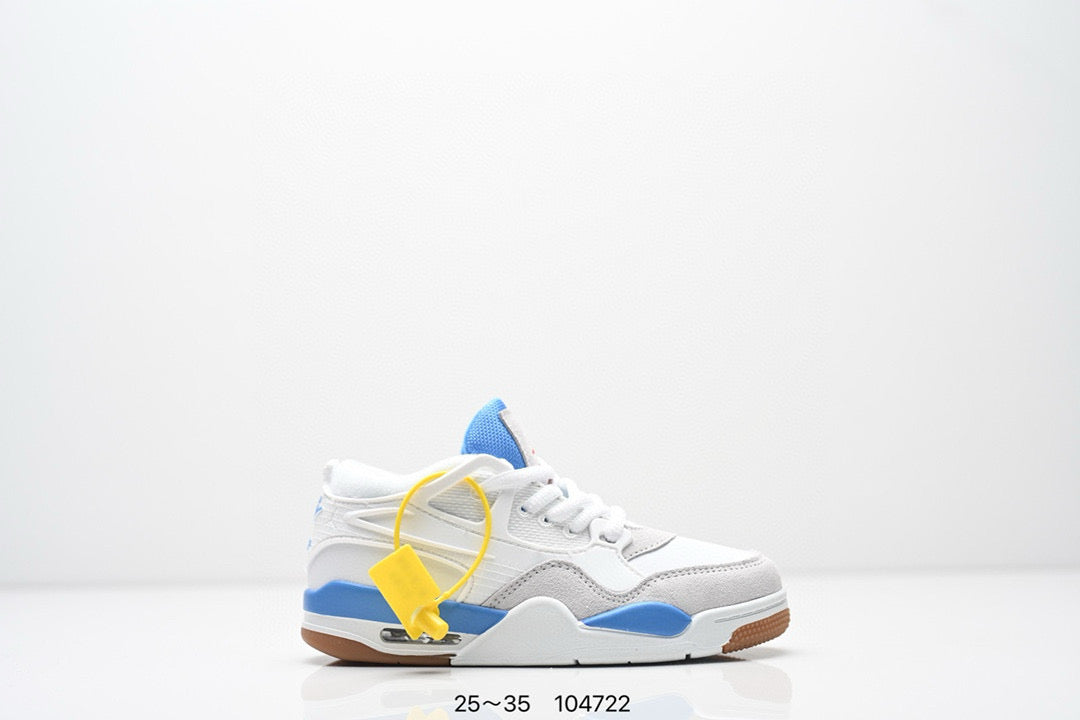 Jordan 4 low-top air cushion basketball shoes" white, blue"