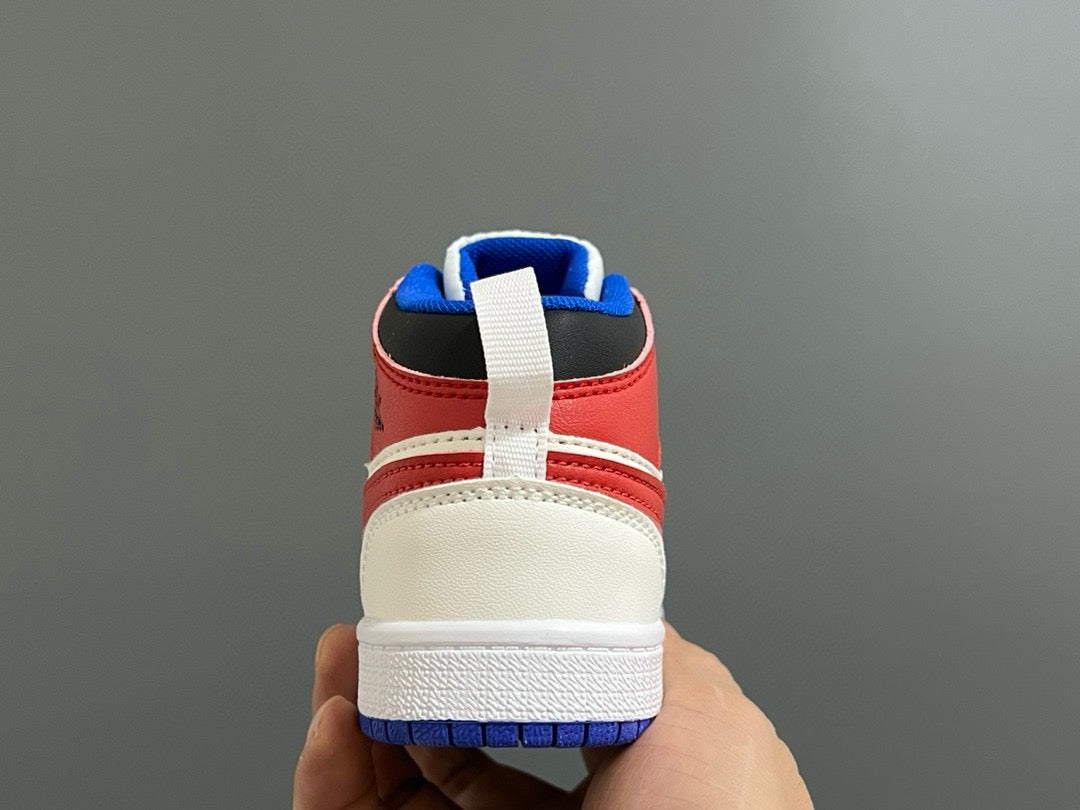 Qiaoyi mid-cut buckle children's shoes" cream, blue, red"