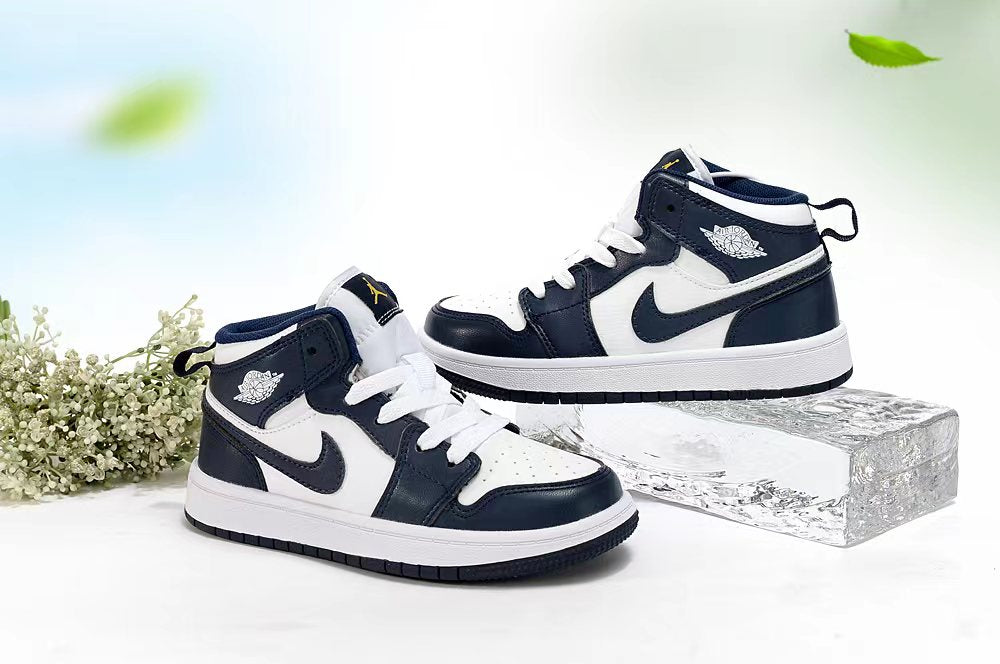 Jordan AJ1 children's shoes" white, Navy"