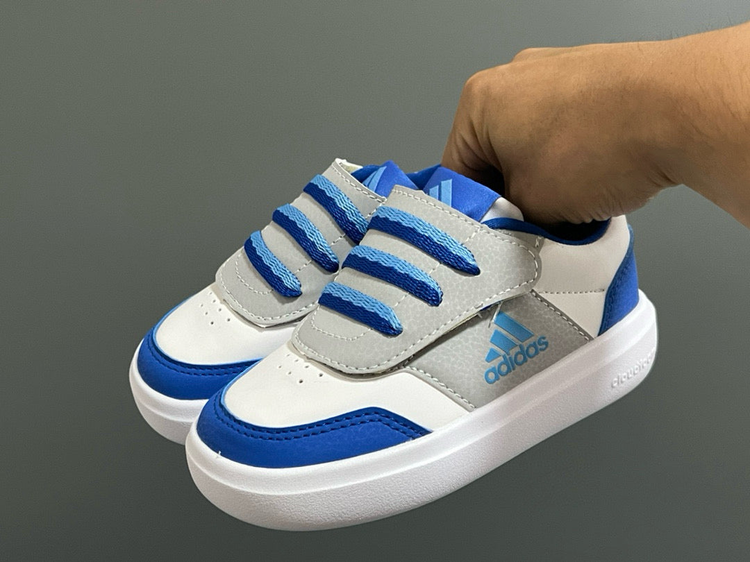 Adidas Little Dragon joint Velcro children's shoes" white, blue"