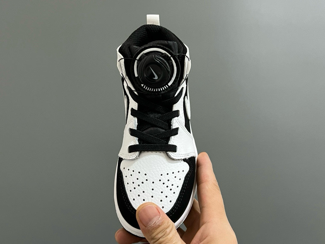 Qiaoyi mid-cut buckle children's shoes" white, black"