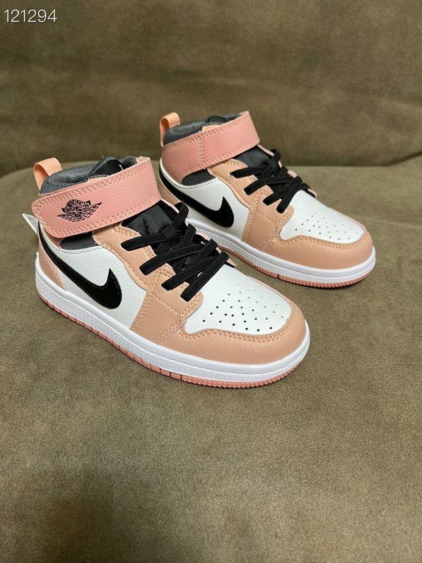 Joe's high-top Velcro children's shoes" white, and peach"