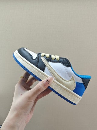 Qiao Yizhuan G version low-top children's lace-up sports shoes" black, white, blue"