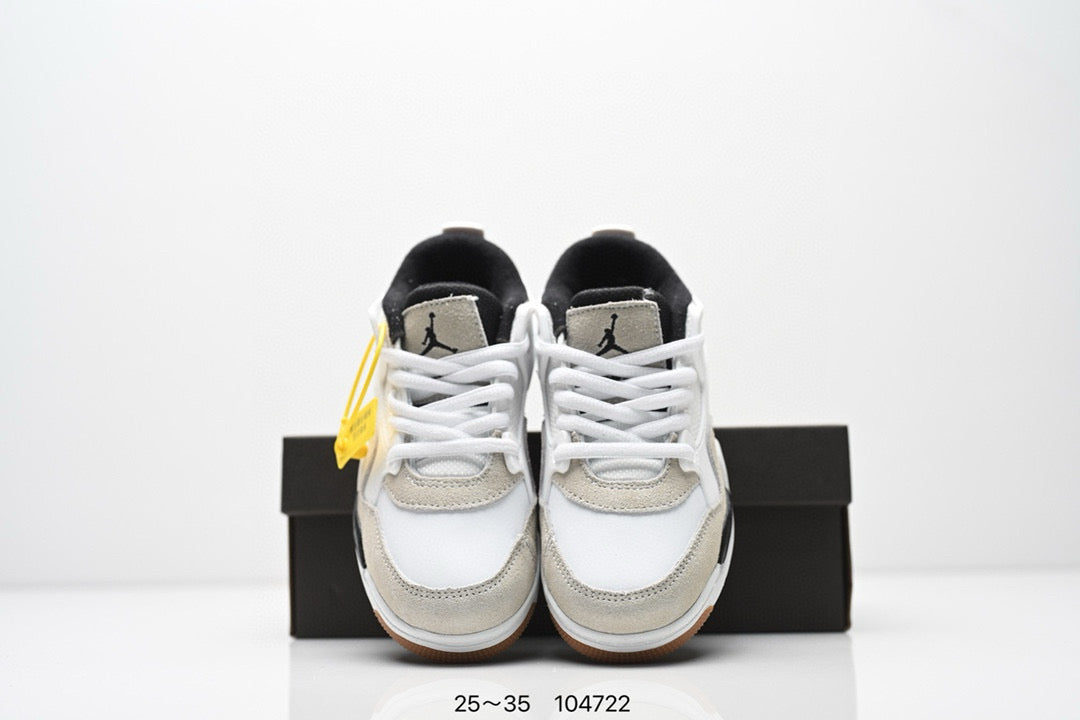 Jordan 4 low-top air cushion basketball shoes" white, black, gray"