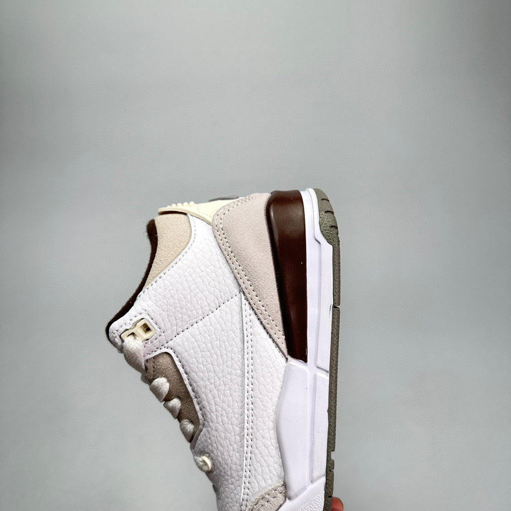 Jordan 3 children's shoes" white, light gray, dark brwon"