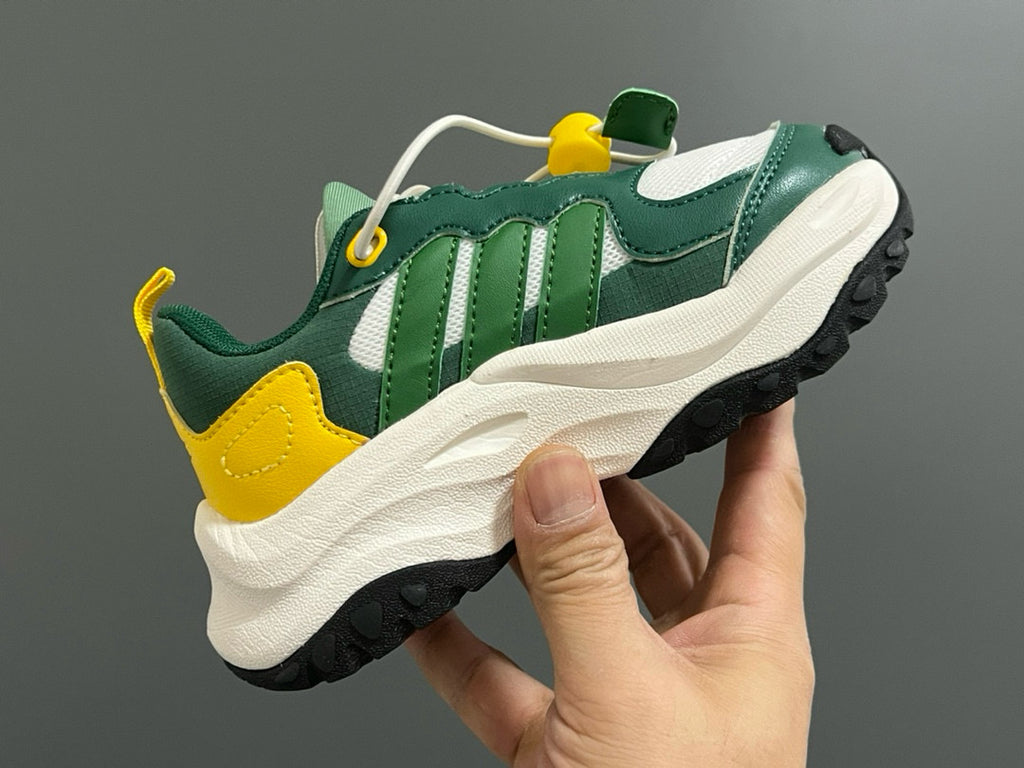 Adidas new elastic buckle children's shoes" green, white, yellow"