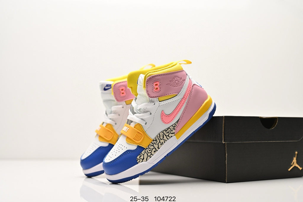 Jordan 312 children's shoes" White with Blue, & Pink"