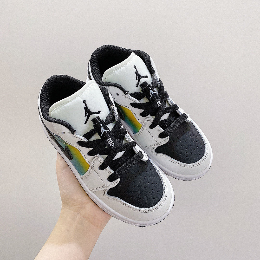 Joe 1 low-top elastic buckle parent-child shoes" white, yellow, gray"