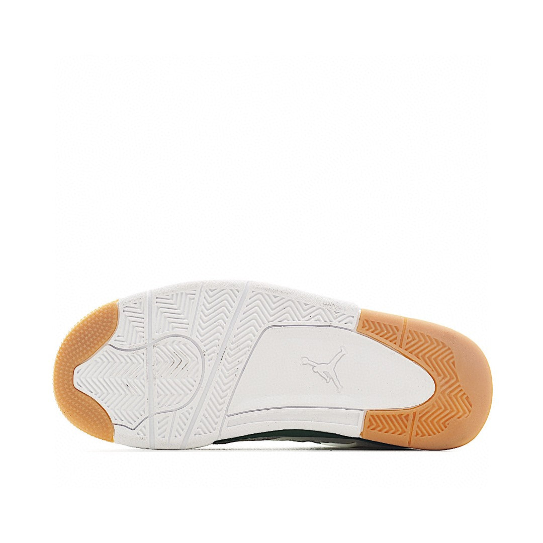 NK AJ 4th generation lace-up basketball air cushion children's shoes" white, light gray, green"