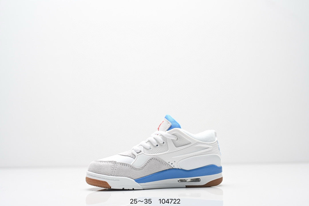 Jordan 4 low-top air cushion basketball shoes" white, blue"