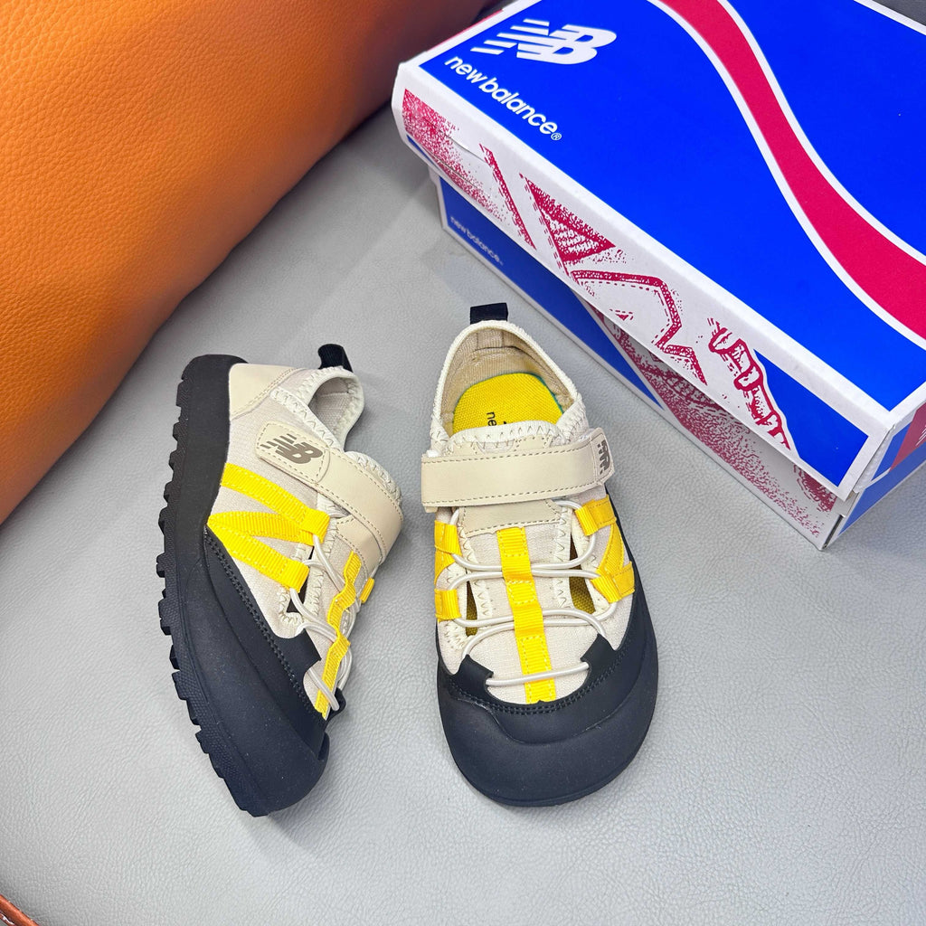N3205 Velcro Sandals"black, light beige/cream, and yellow"