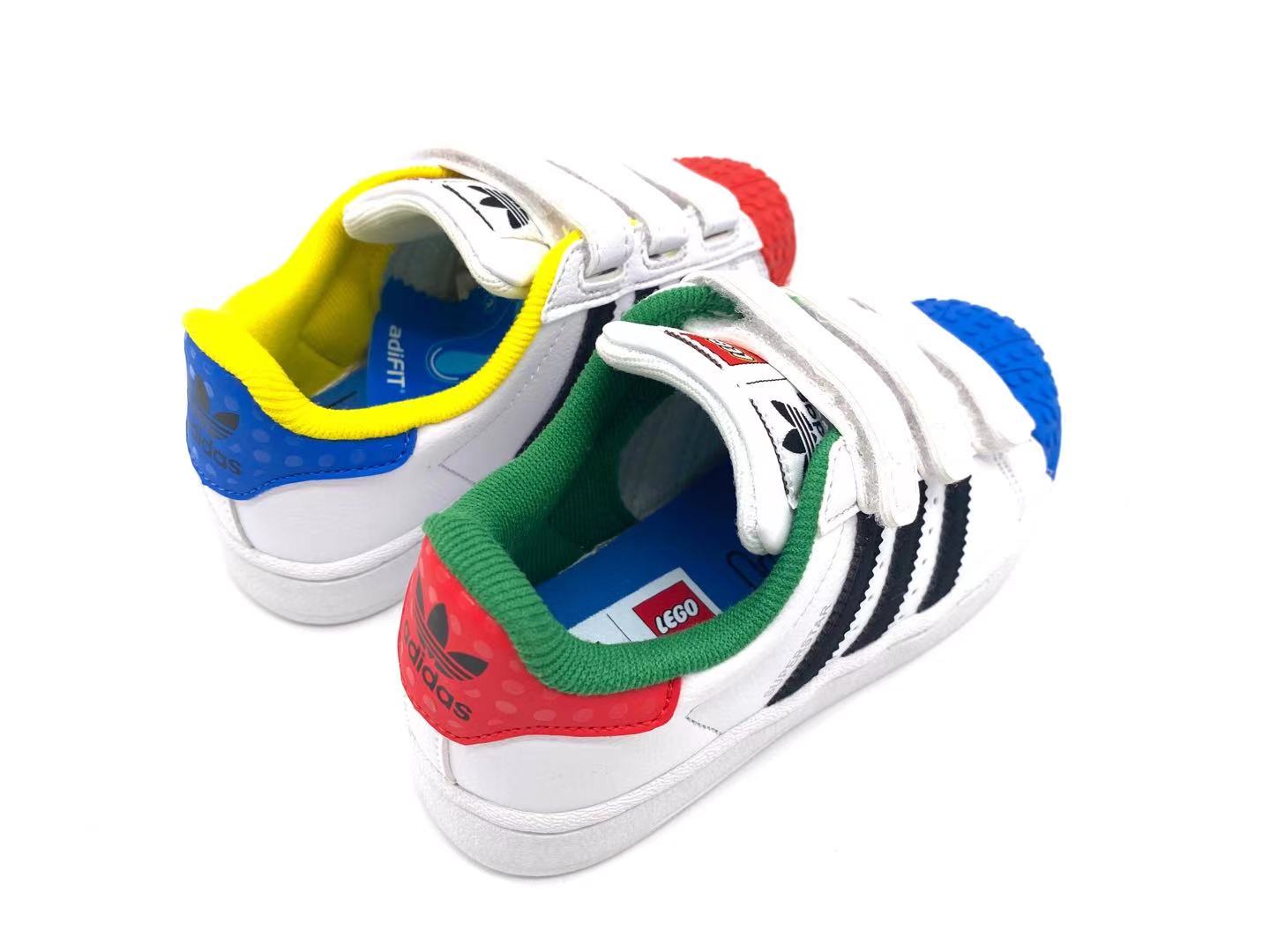 Adidas classic shell toe children's shoes" white, red, blue, green"