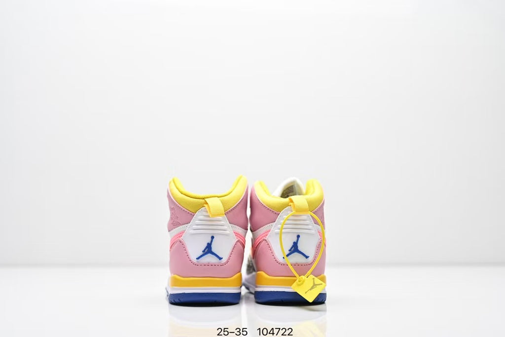Jordan 312 high top children's shoes full second layer leather" white, pink, blue"