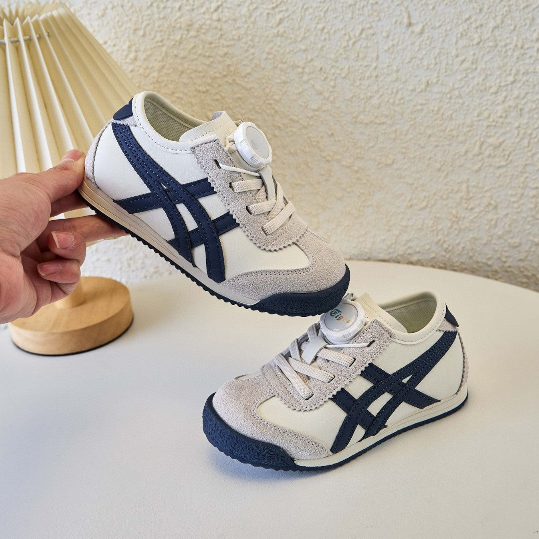 ASICS Tiger MEXICO 66 Swivel Buckle Kids Shoe" cream, Navy"