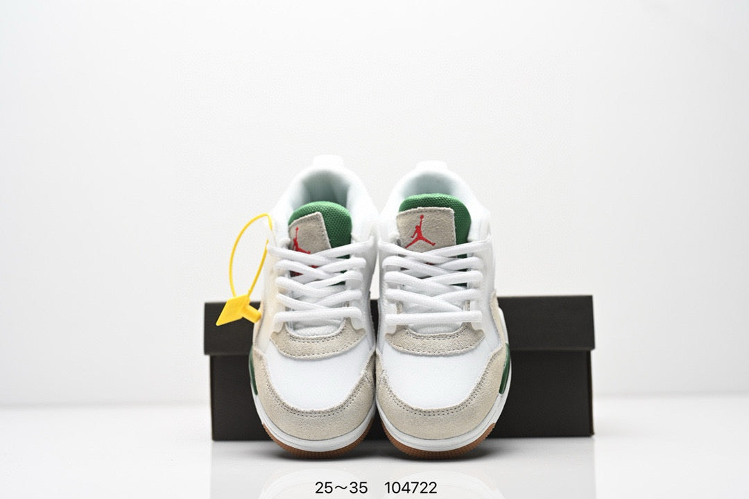 Jordan 4 low-top air cushion basketball shoes" white, green"