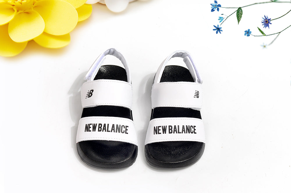 NB double bar sandals " white, black"